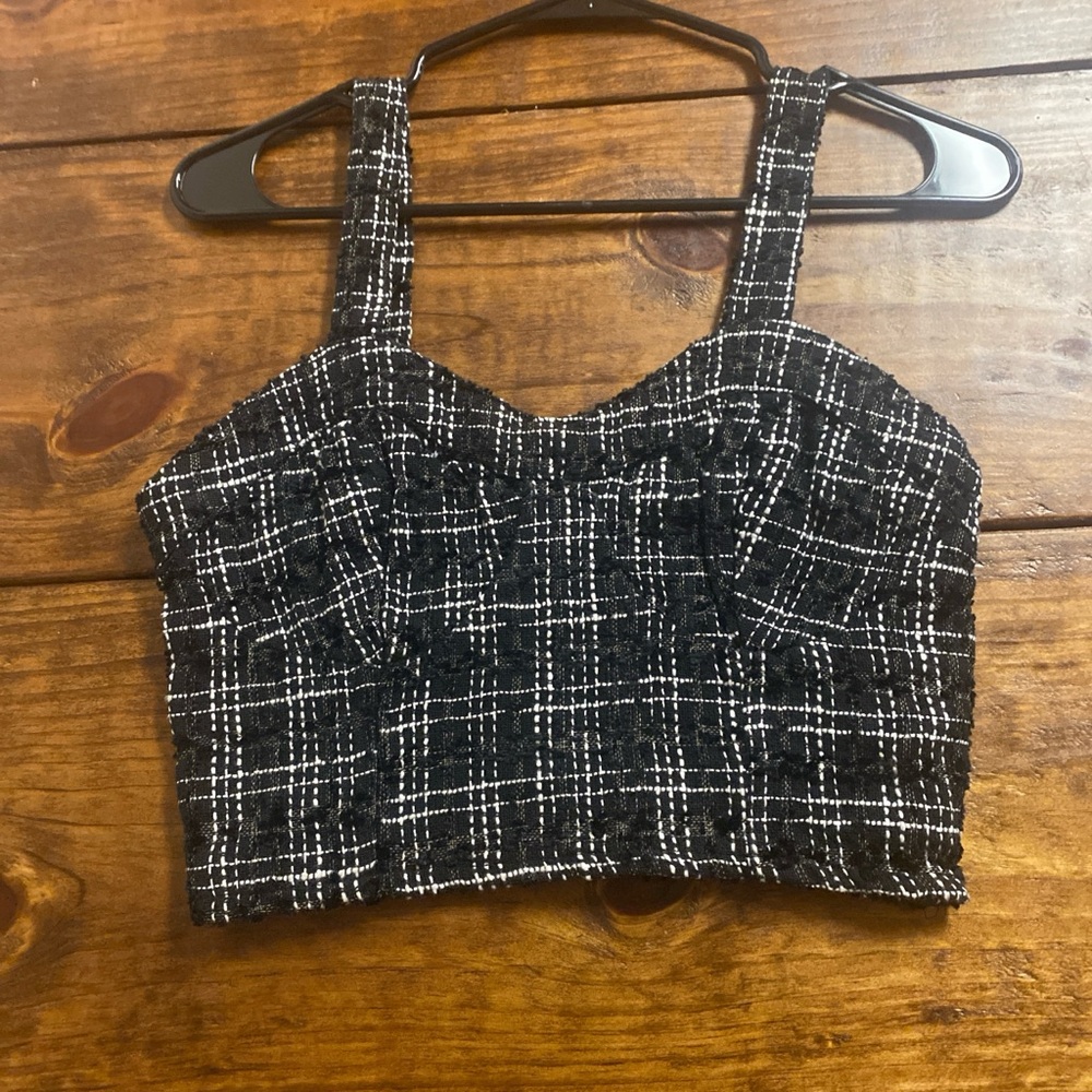 Japna Black and White Checkered Tank Top